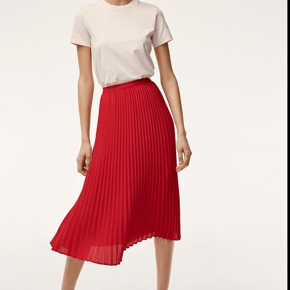 babaton jude pleated skirt xxs red